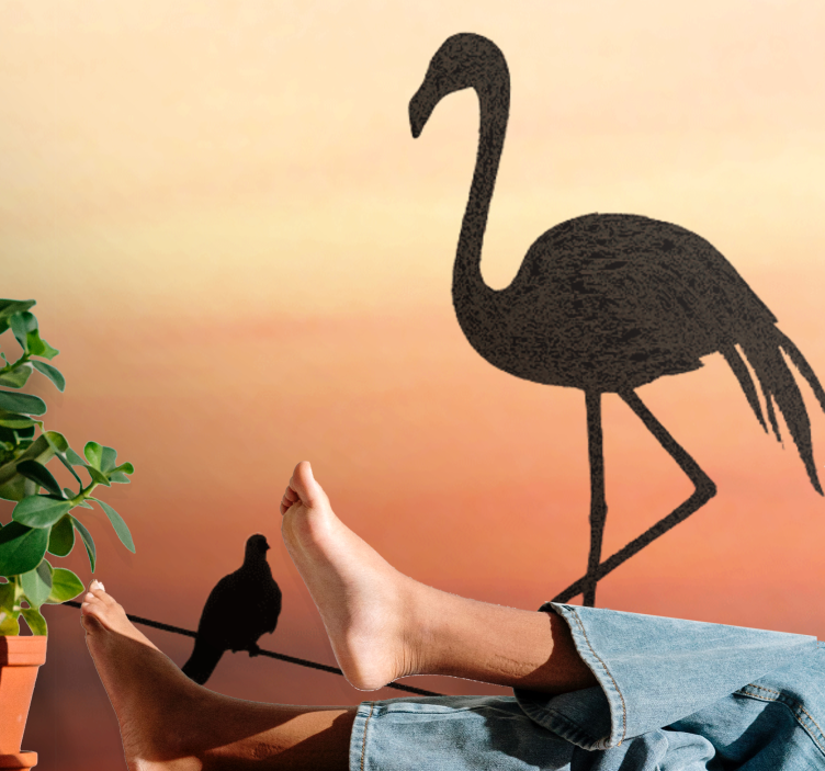 Graceful Flamingo Sunset animal wall mural - TenStickers
