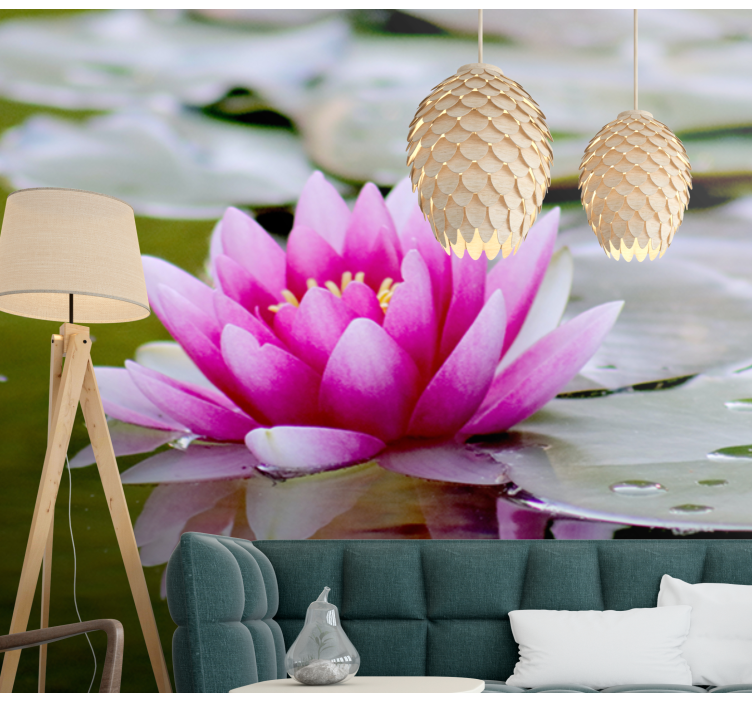 Graceful Pink Lotus flower mural - TenStickers