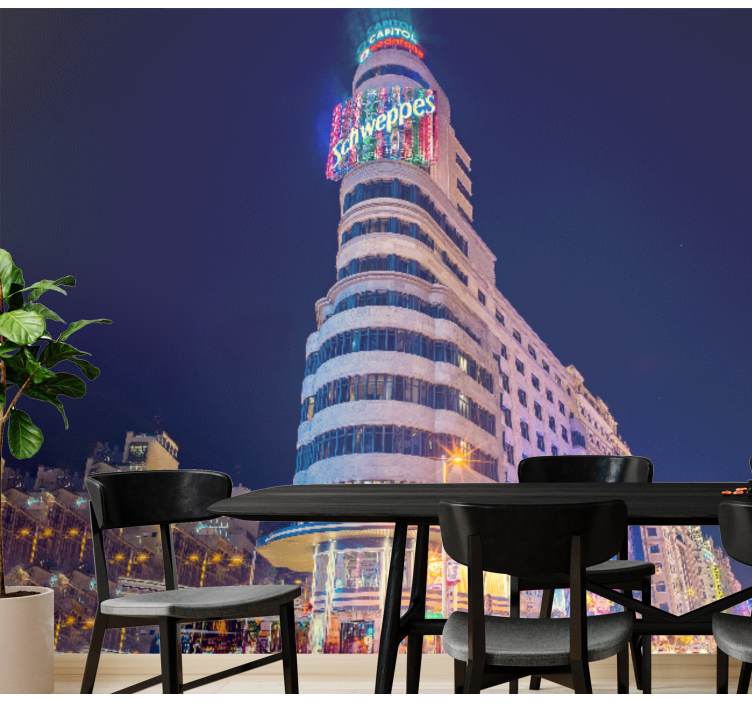 Gran Vía from the ground Madrid wall mural - TenStickers