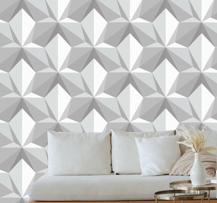 Gray geometric 3d shapes Wall Mural - TenStickers