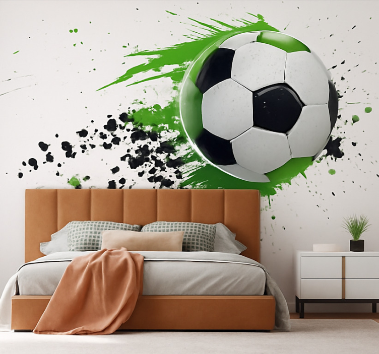 Green football ball teenage wall mural - TenStickers
