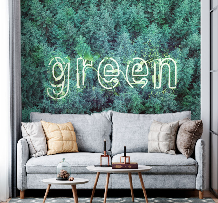 Green pine tops forest tree mural - TenStickers