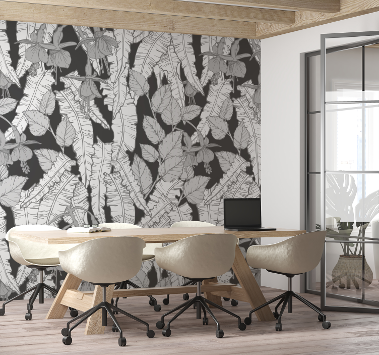 Grey rainforest design office mural - TenStickers