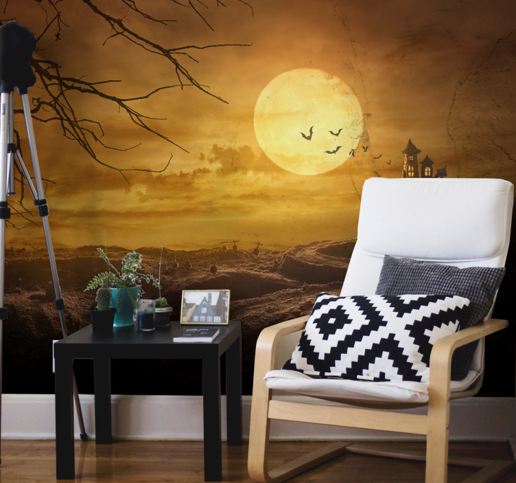 Halloween mural haunting moonlit night - TenStickers