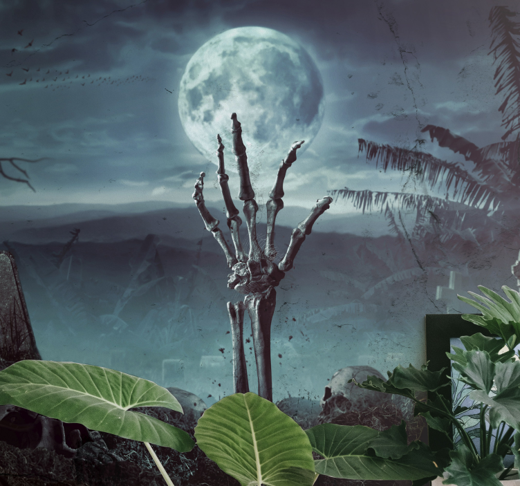 Halloween mural skeleton hand emerging - TenStickers