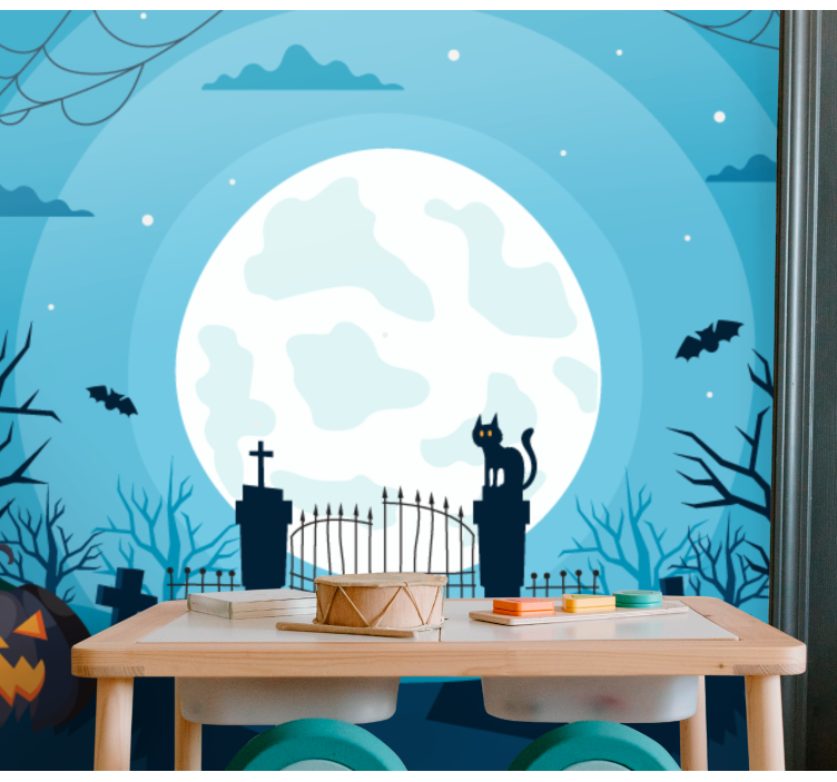 Haunted Graveyard Scene halloween mural - TenStickers