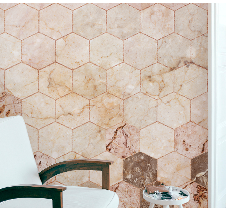 Hexagonal Marble Pattern stone wall mural - TenStickers