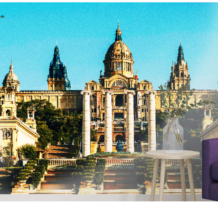 Illuminated views to Montjuic Barcelona mural - TenStickers