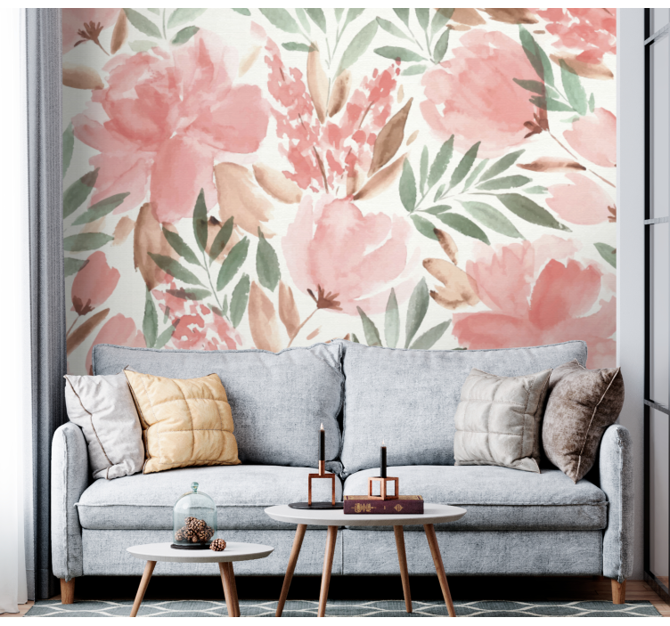 Illustrated different flowers wall mural - TenStickers