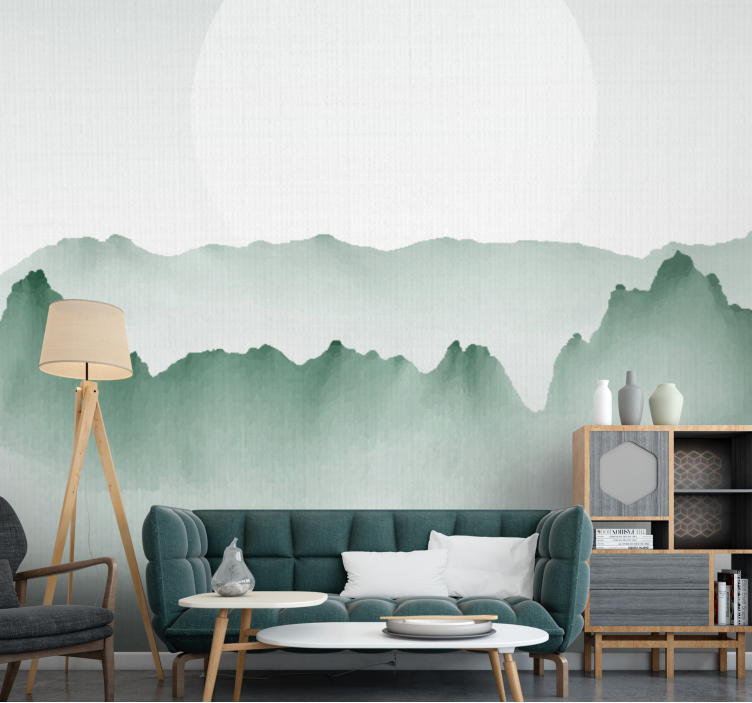 "Japandi style" abstract landscape wall mural - TenStickers