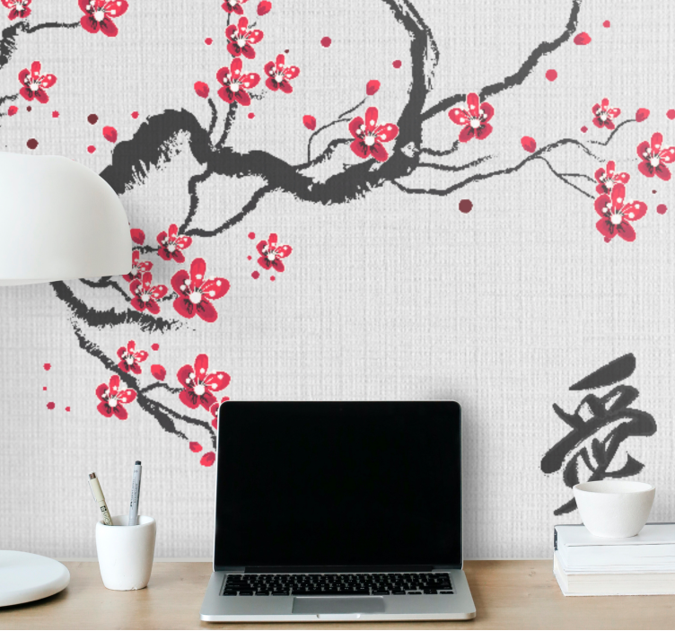 "Japandi style" abstract tree wall mural - TenStickers
