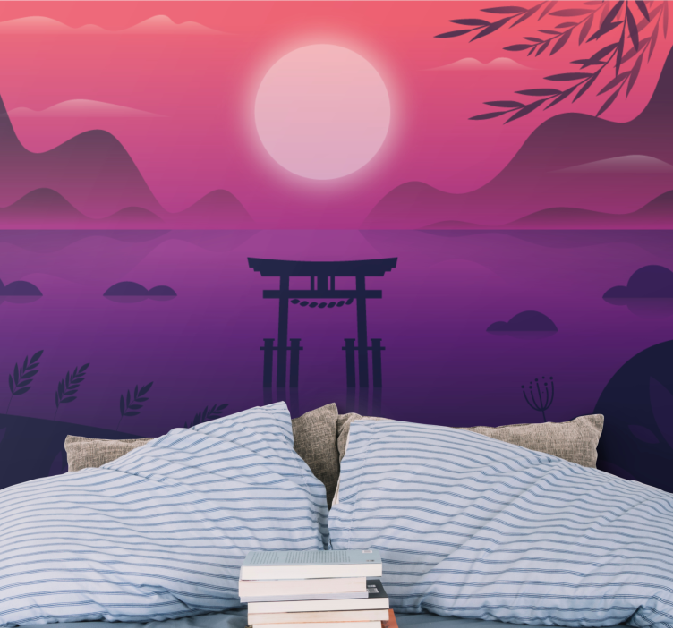 Japanese purple vintage wall mural - TenStickers