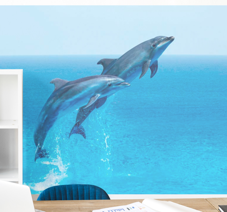 Jumping dolphins wall mural - TenStickers
