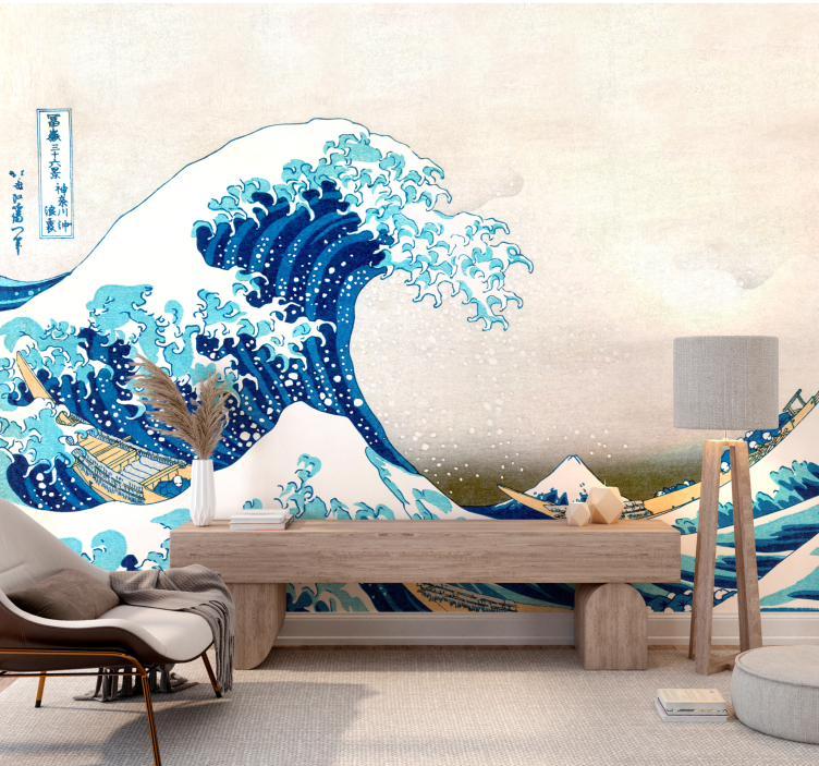 Kanagawa wave Classic Art Wall Mural - TenStickers