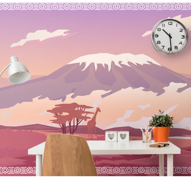 Kilimanjaro purple landscape wall mural - TenStickers
