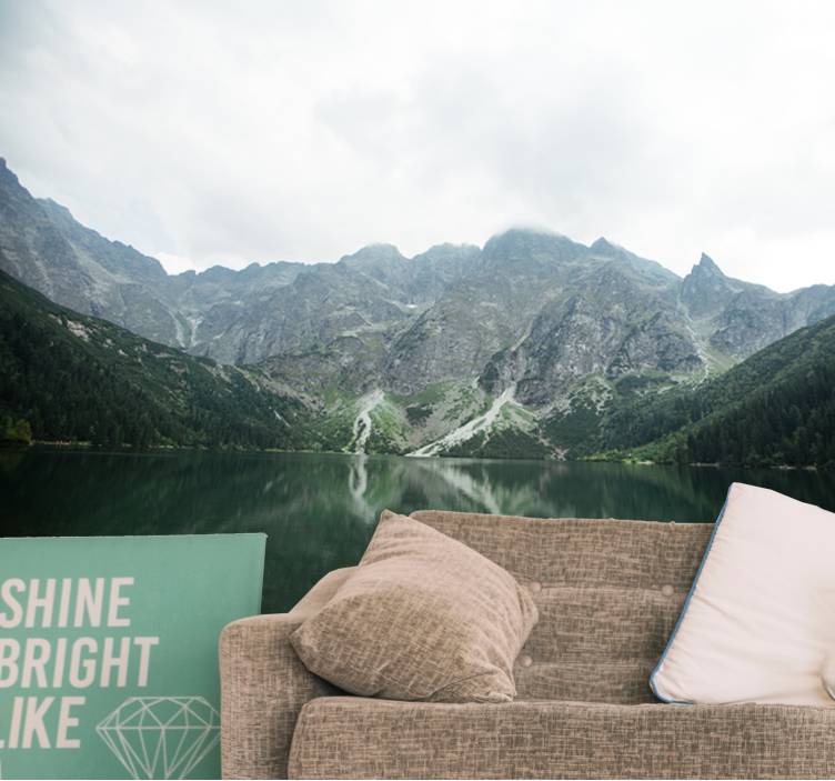 Landscape mural wallpaper magnificent mountain reflection - TenStickers