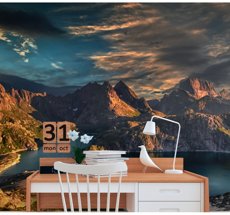 Landscape mural wallpaper majestic mountain lake - TenStickers