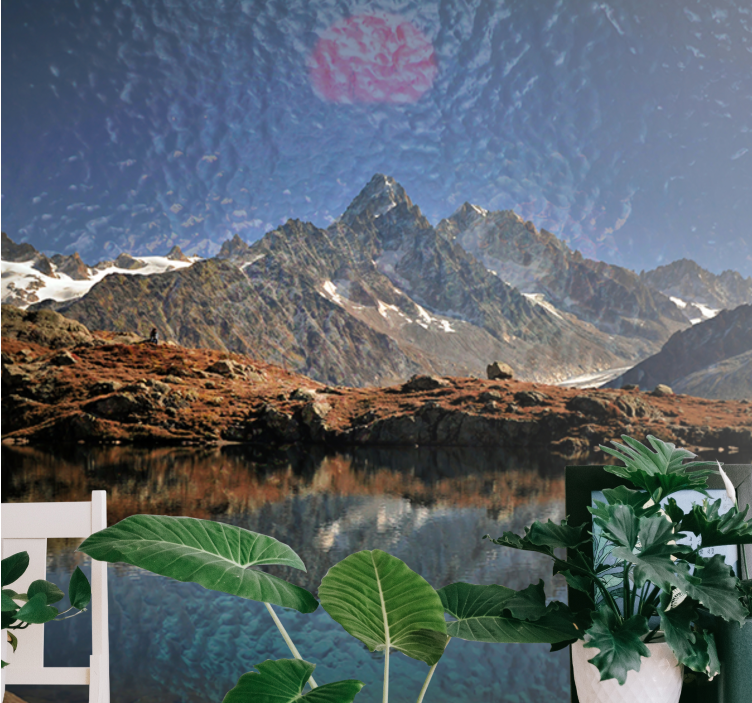 Landscape mural wallpaper majestic mountains reflection - TenStickers