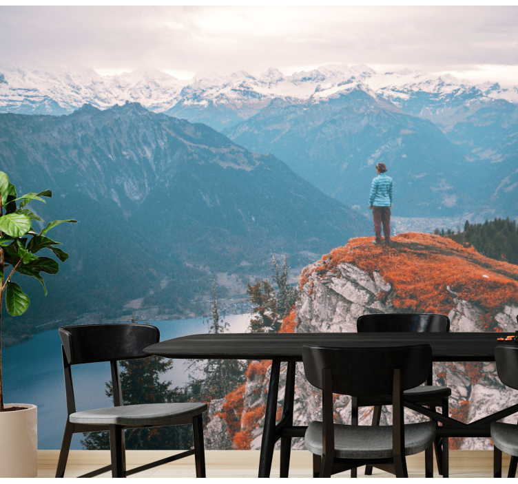 Landscape mural wallpaper mountain view serenity - TenStickers