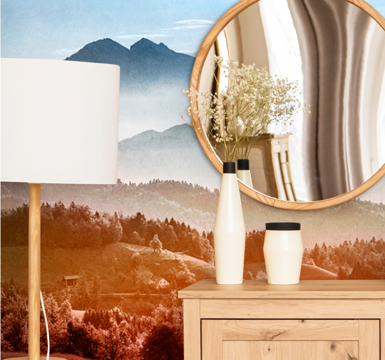 Landscape mural wallpaper mountainous wilderness - TenStickers
