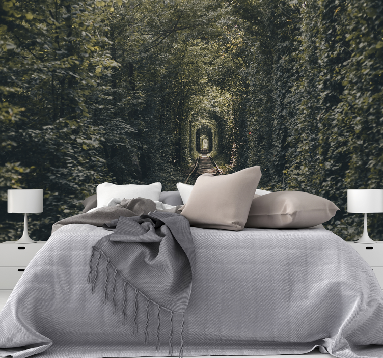 Landscape mural wallpaper railway tunnel path - TenStickers