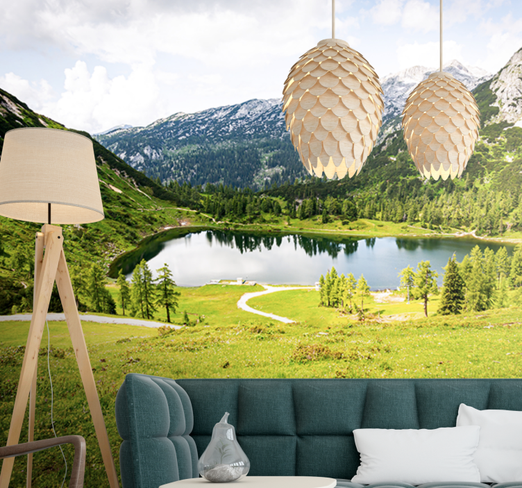 Landscape mural wallpaper scenic alpine view - TenStickers