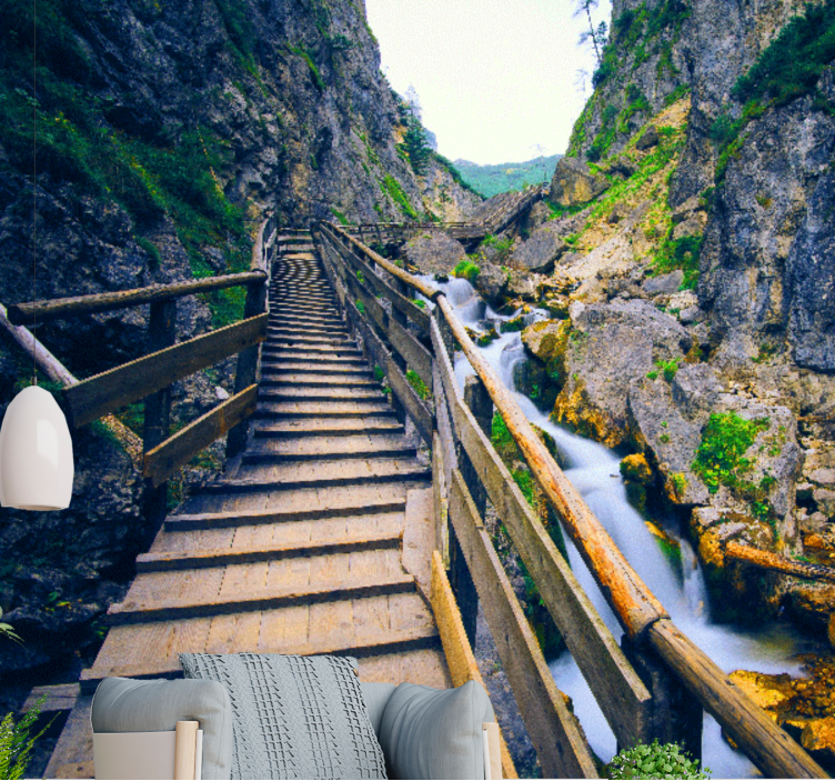 Landscape mural wallpaper scenic mountain path - TenStickers