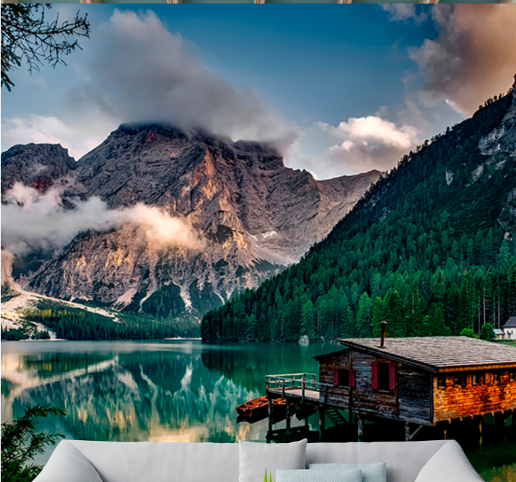 Landscape mural wallpaper scenic mountain view - TenStickers