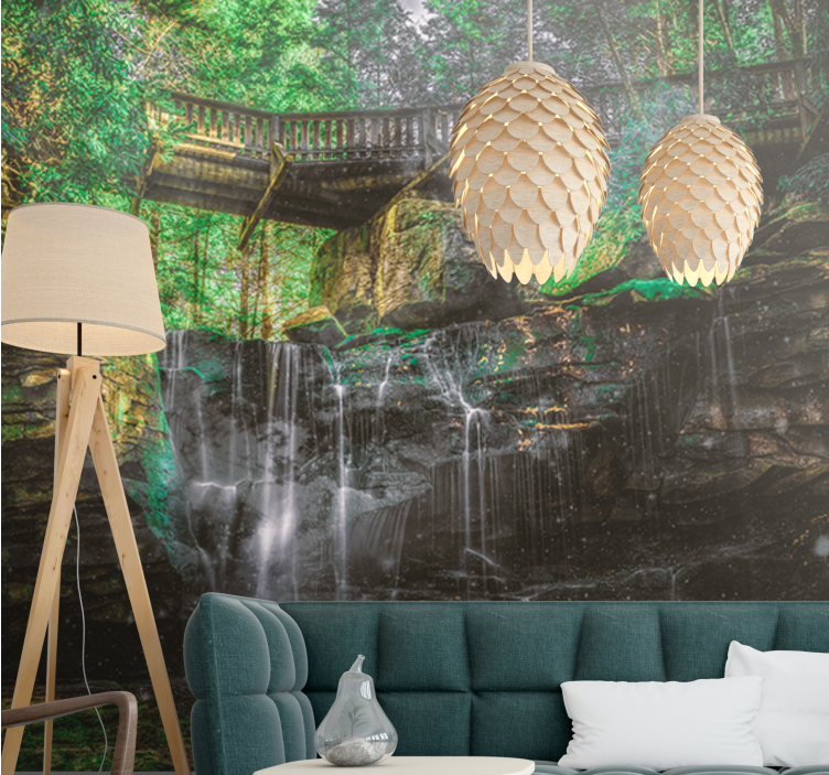 Landscape mural wallpaper scenic waterfall view - TenStickers
