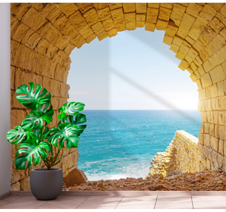 Landscape mural wallpaper seaside arch view - TenStickers