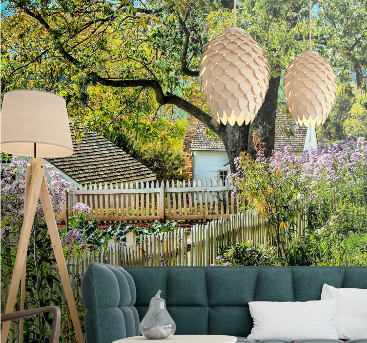 Landscape mural wallpaper serene garden view - TenStickers