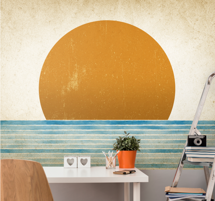 Landscape mural wallpaper sunset over water - TenStickers