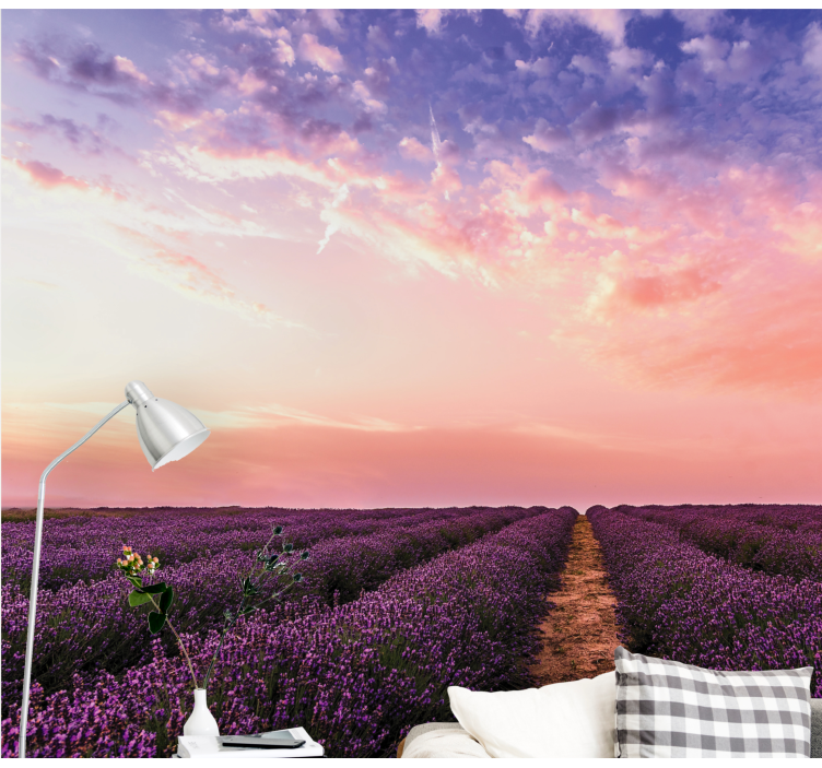 Lavender Field Sunset flower mural - TenStickers