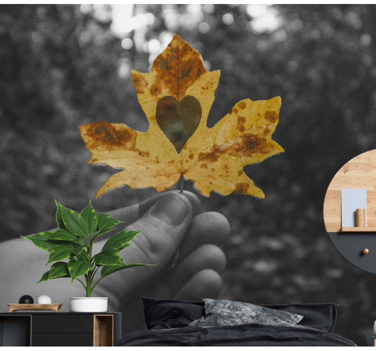 Leaves with a heart wall mural - TenStickers