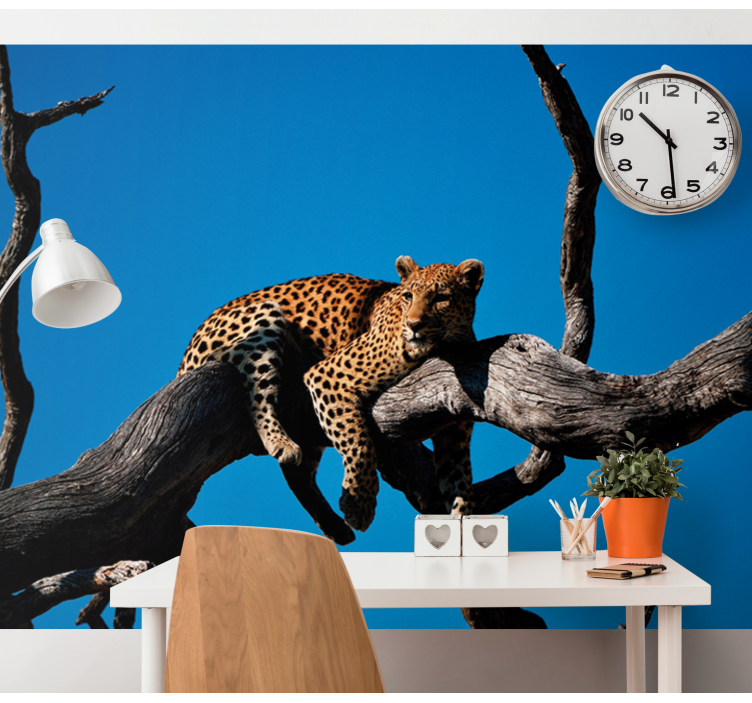 Leopard laying on tree  wall mural - TenStickers