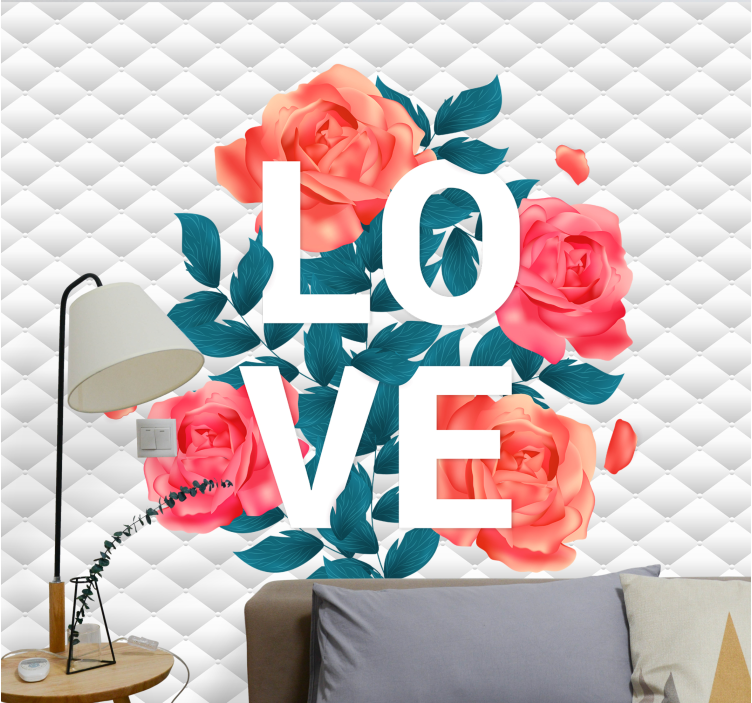 Love 3D white design phrase wall mural - TenStickers