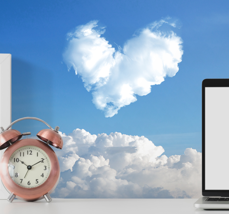 Love wall mural heart-shaped clouds design - TenStickers