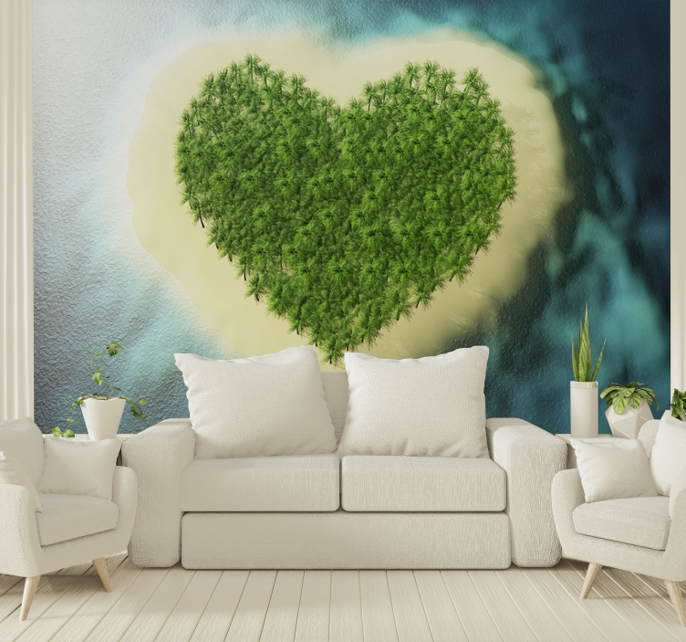 Love wall mural heart shaped oasis - TenStickers