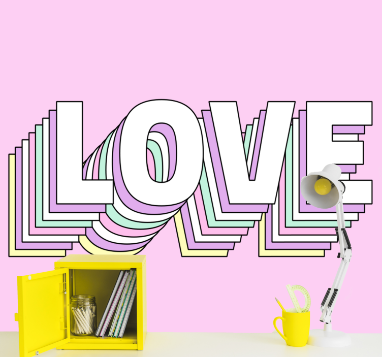 Love wall mural in stylized love typography - TenStickers