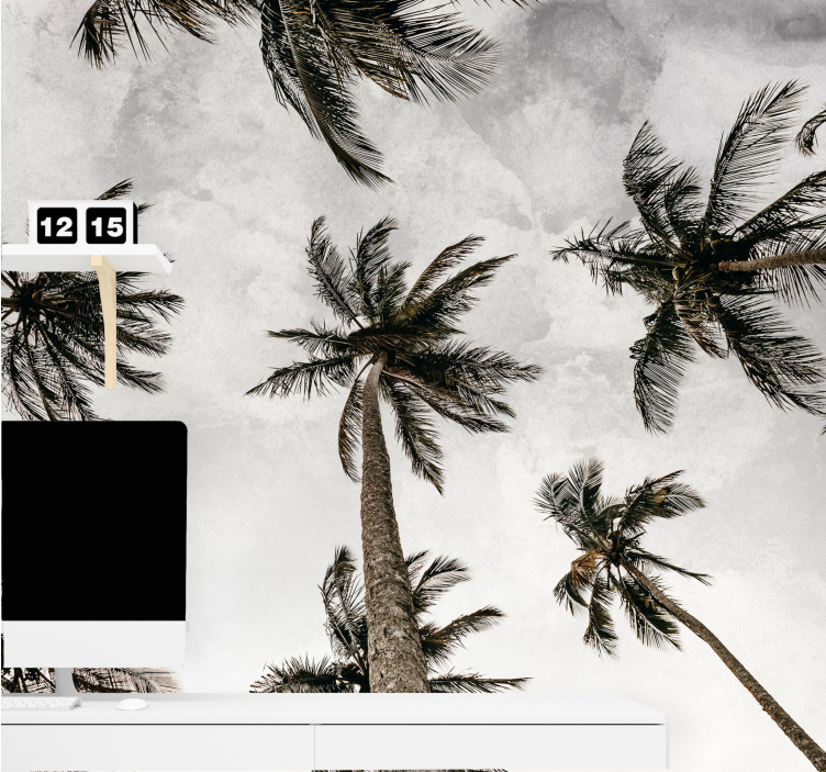 Low angle photography of palm trees mural - TenStickers