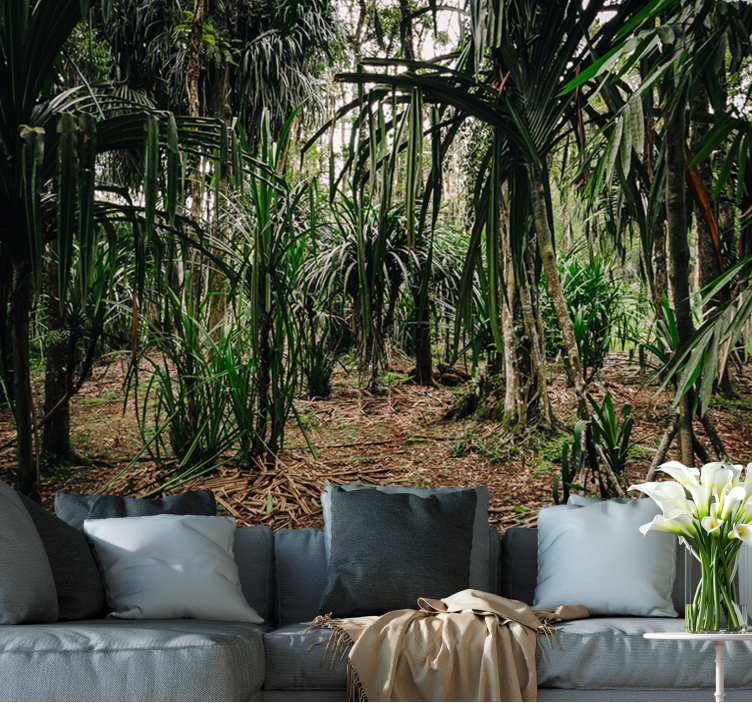 Lush Tropical Wilderness mural for living room - TenStickers