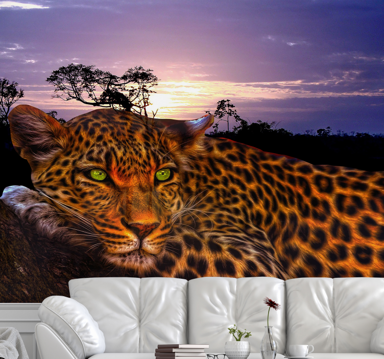 Majestic Leopard Gaze lion mural - TenStickers