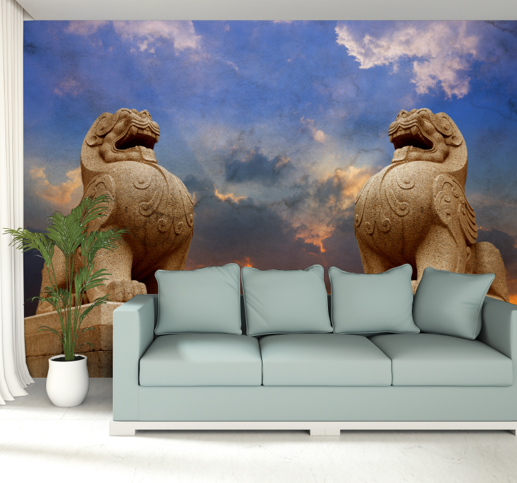 Majestic stone guardians animal wall mural - TenStickers