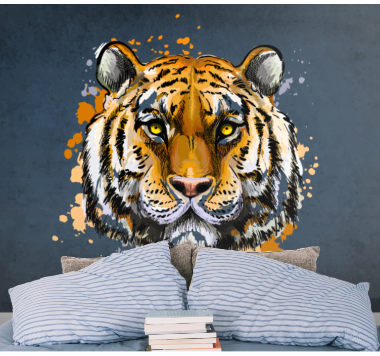 Majestic tiger portrait wall mural - TenStickers