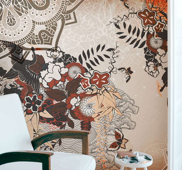 Mandala wall mural with floral patterns - TenStickers