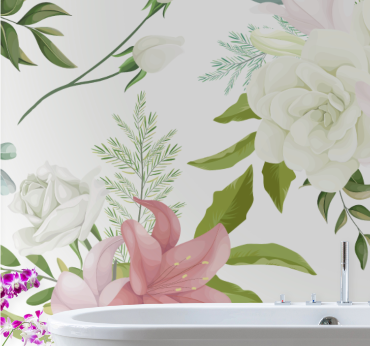 Minimalistic realistic garden flower wall mural - TenStickers