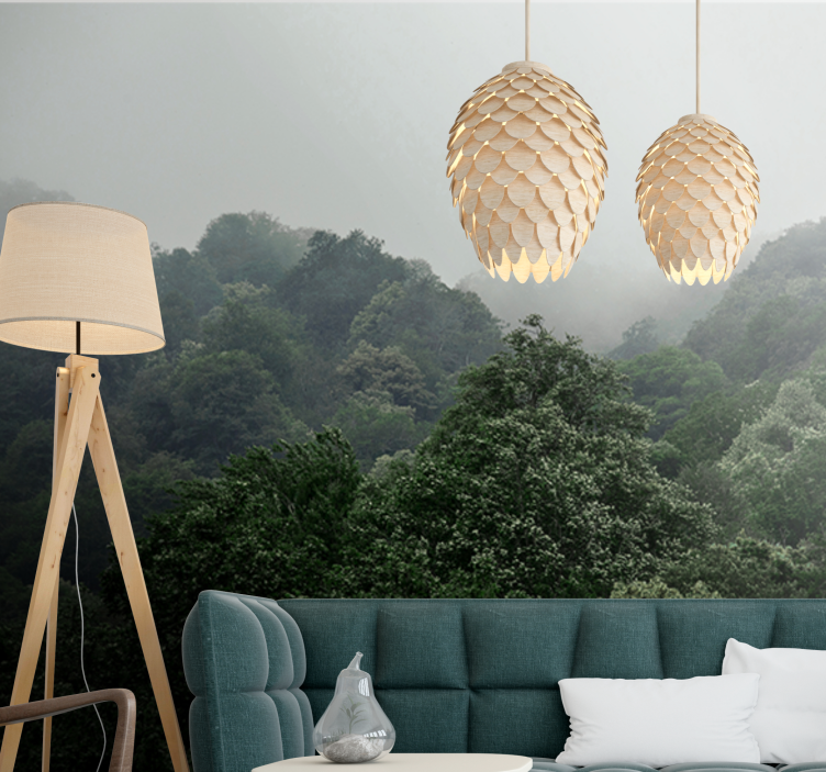 Misty Landscape forest wall mural - TenStickers