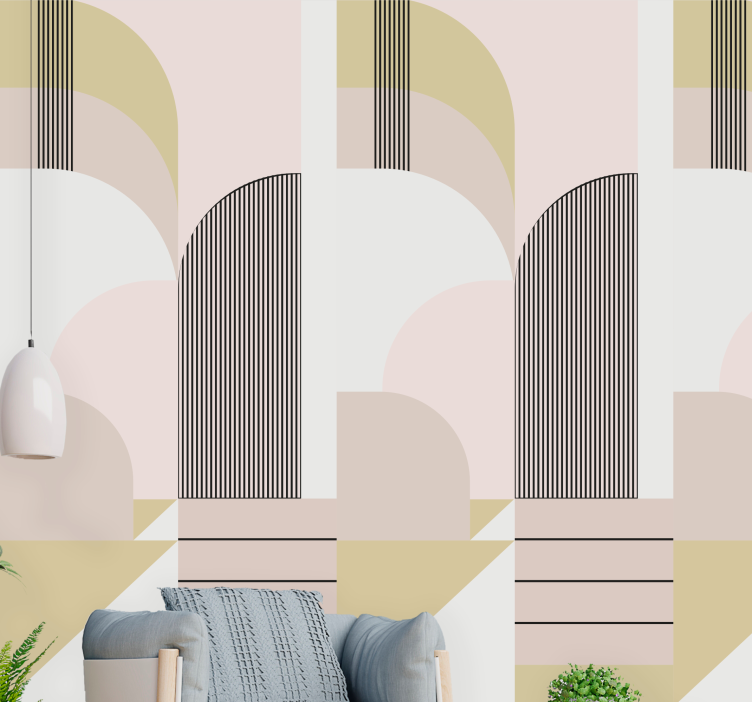 Modern wall mural geometric arch patterns - TenStickers