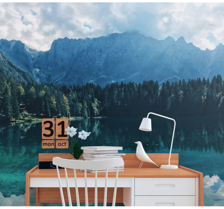 Mountain echo lake landscape mural wallpaper - TenStickers