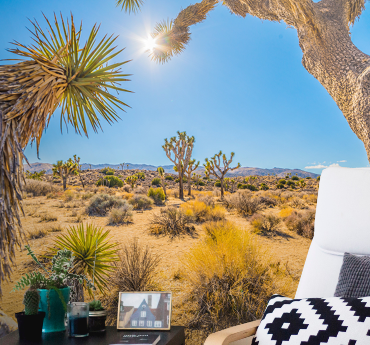 Mountain wall mural desert landscape oasis - TenStickers